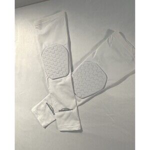 Compression arm sleeves w/elbow pads for volleyball basketball white